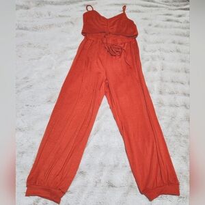 🧡 Orange Jumpsuit With Adjustable Open Front